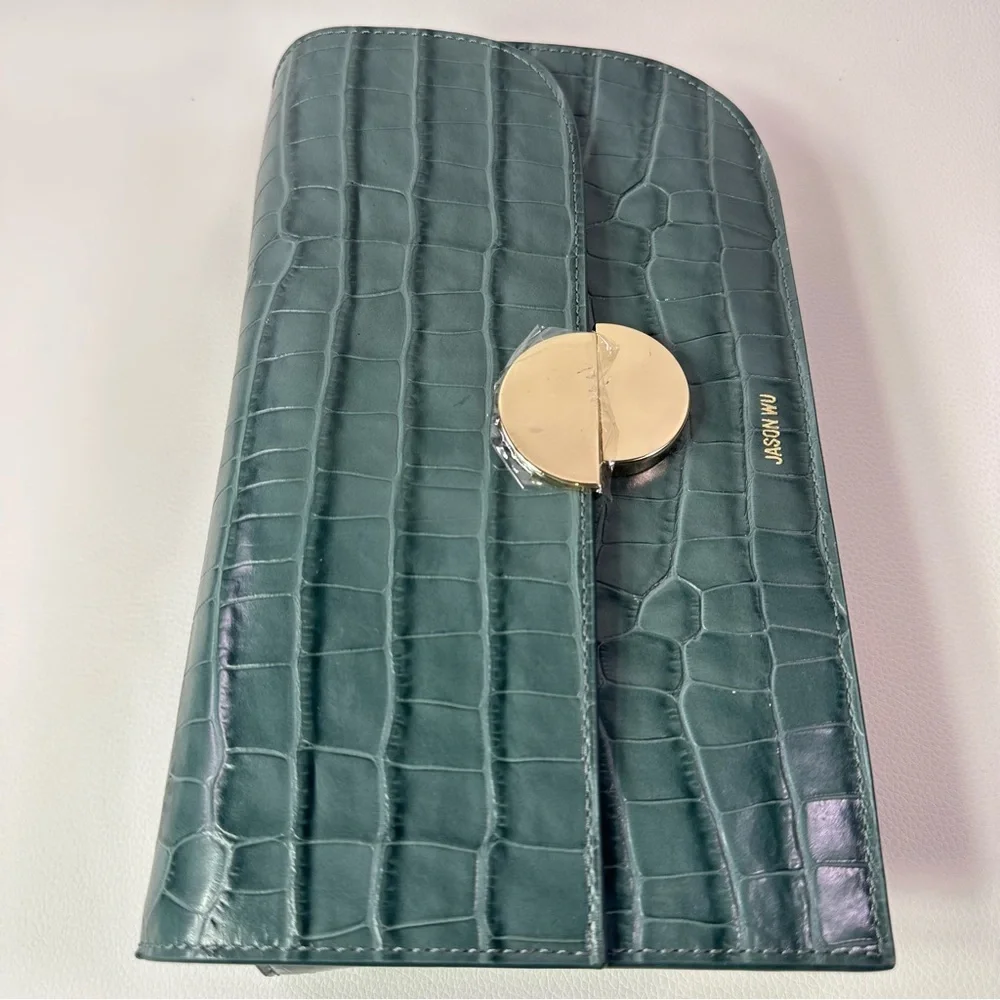 NEW JASON WU ORBIT SAGE LEAF GREEN LEATHER CROC EMBOSSED BAG AUTHENTIC - Picture 12 of 16